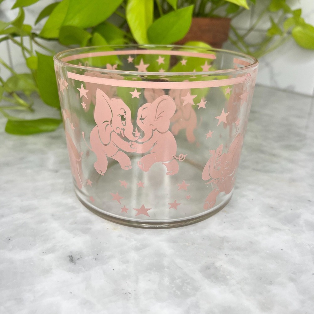 Dancing Elephants/ Stars Ice Tub Hazel Atlas Circa 1948-1959 4.5 inches tall